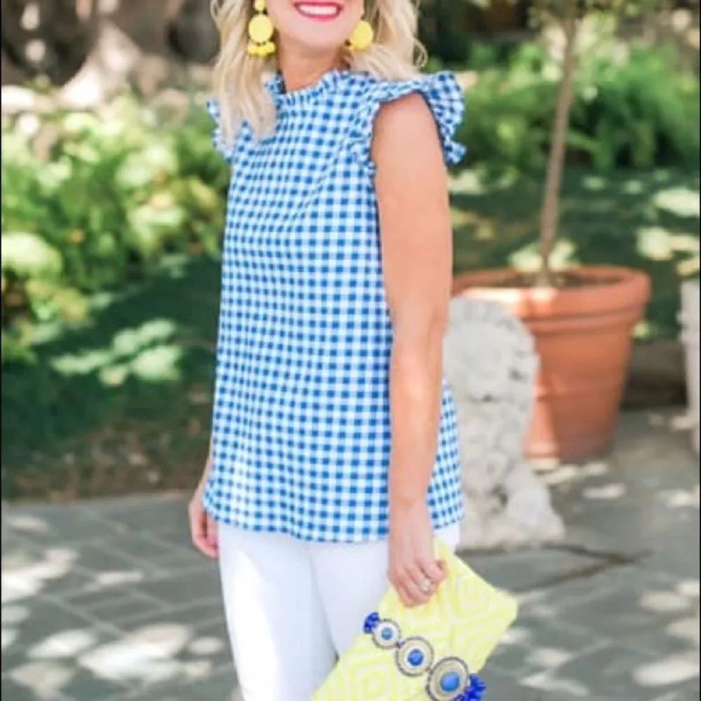 Gibson x Hi Sugarplum! Kamari Gingham Top - size Small Petite